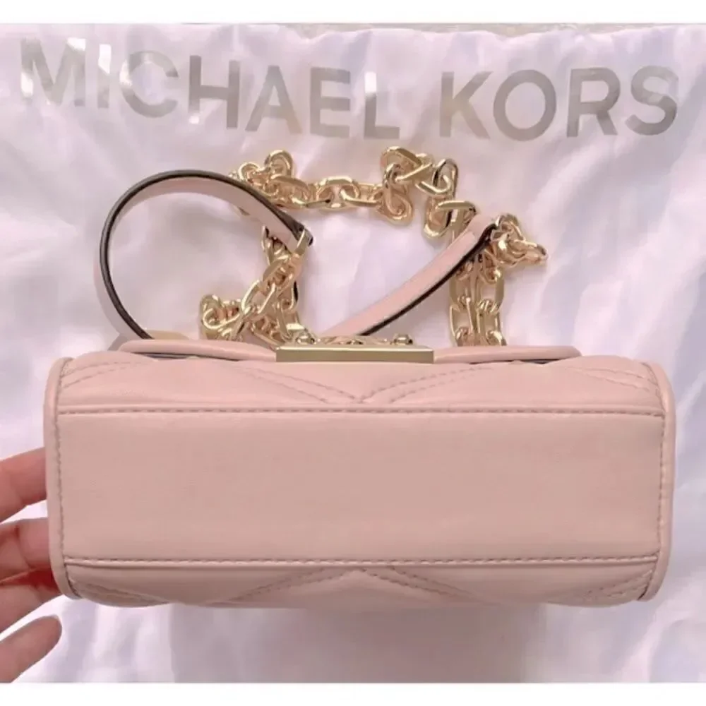 NWT MICHAEL KORS Serena Small Flap Studded Crossbody Bag in Powder Blush
